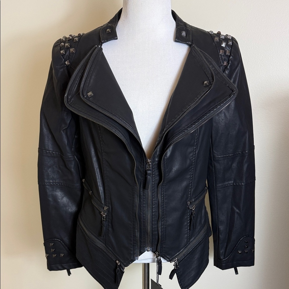 Mark & Morten Black Vegan Leather Moto Biker Jacket